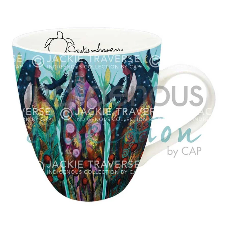 Three Sisters - 18 oz Mug - artwork by Indigenous Artist, Jackie Traverse