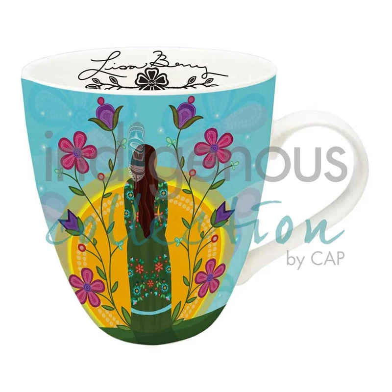 "Shine On" 18 oz mug. Artwork by Métis Artist Lisa Berry