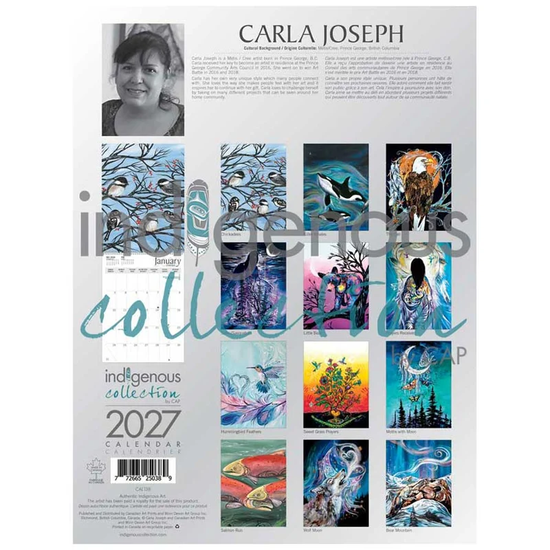 2027 Wall Calendar by Metis artist Carla Joseph