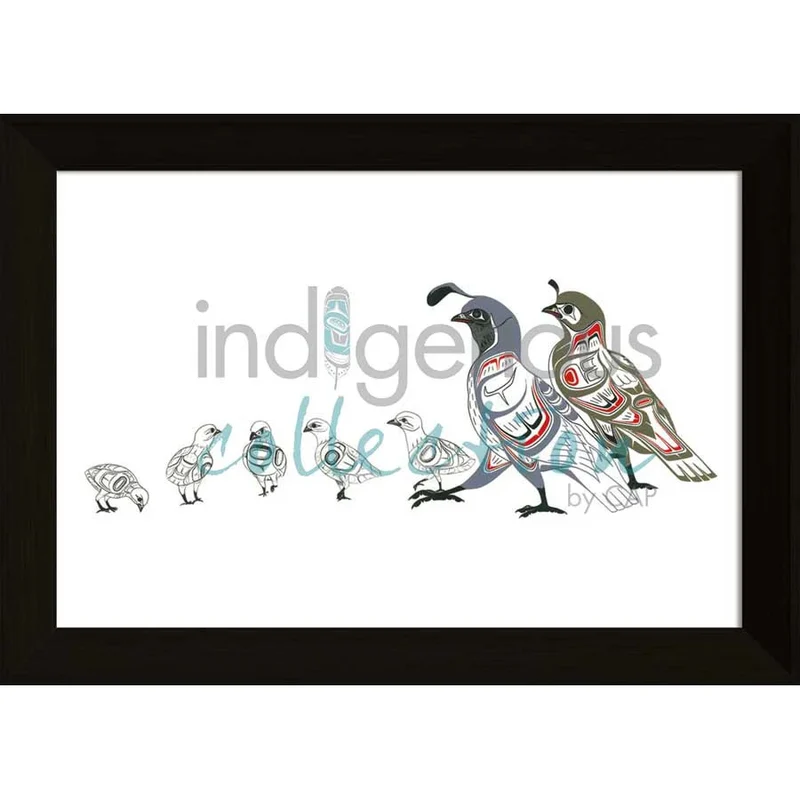 Quail Family Wall Art by Richard Shorty | Indigenous Art Print Canada