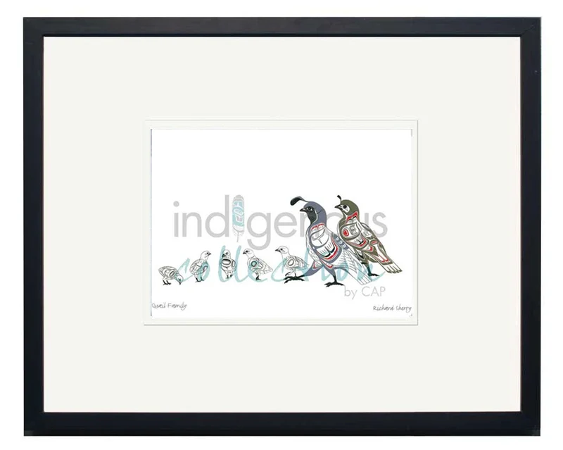 Quail Family Wall Art by Richard Shorty | Indigenous Art Print Canada
