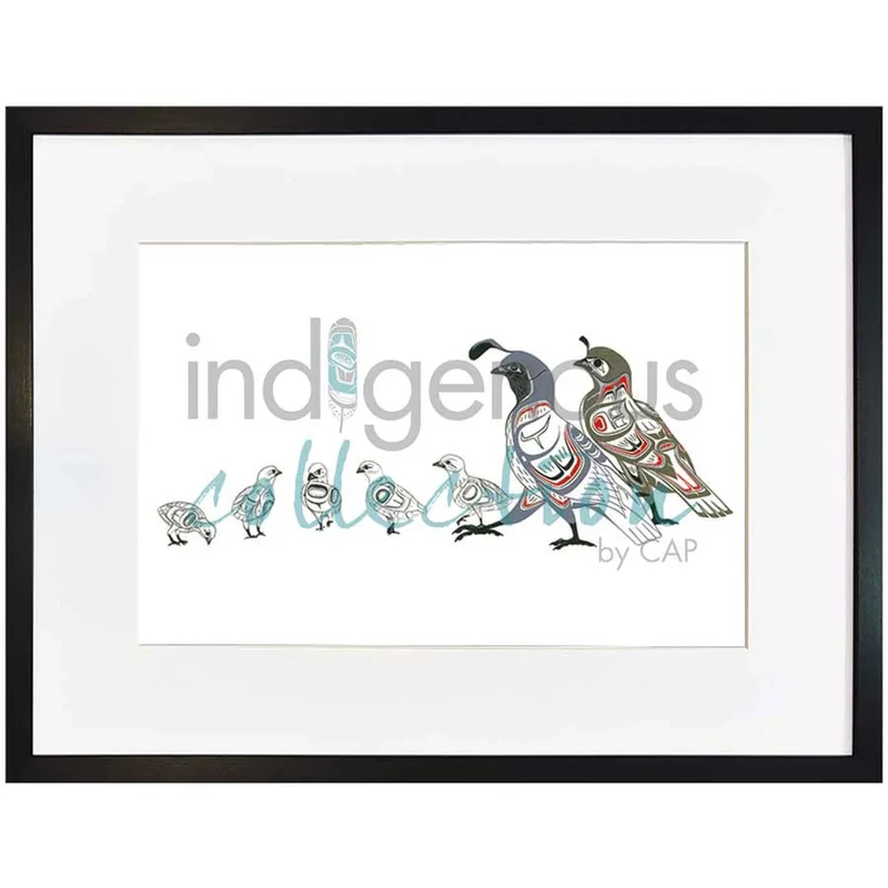Quail Family Wall Art by Richard Shorty | Indigenous Art Print Canada