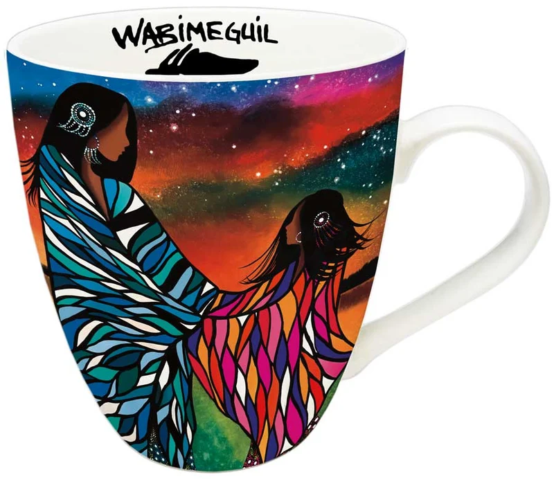 Mother and Daughter 18 oz mug. Artwork by Cree Artist Betty Albert