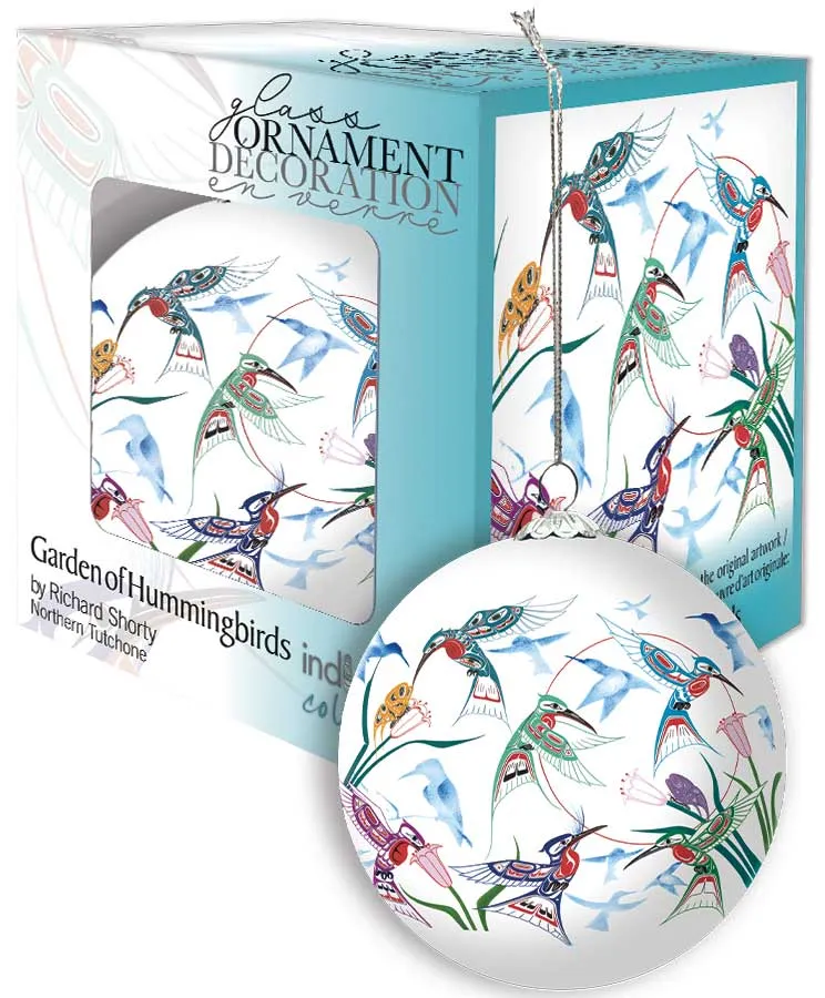 "Garden of Hummingbirds" Glass Ornament by Native Artist Richard Shorty