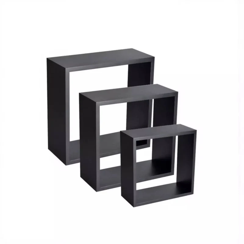 رف جداري مربع MDF – 3 قطع – 5 ألوان