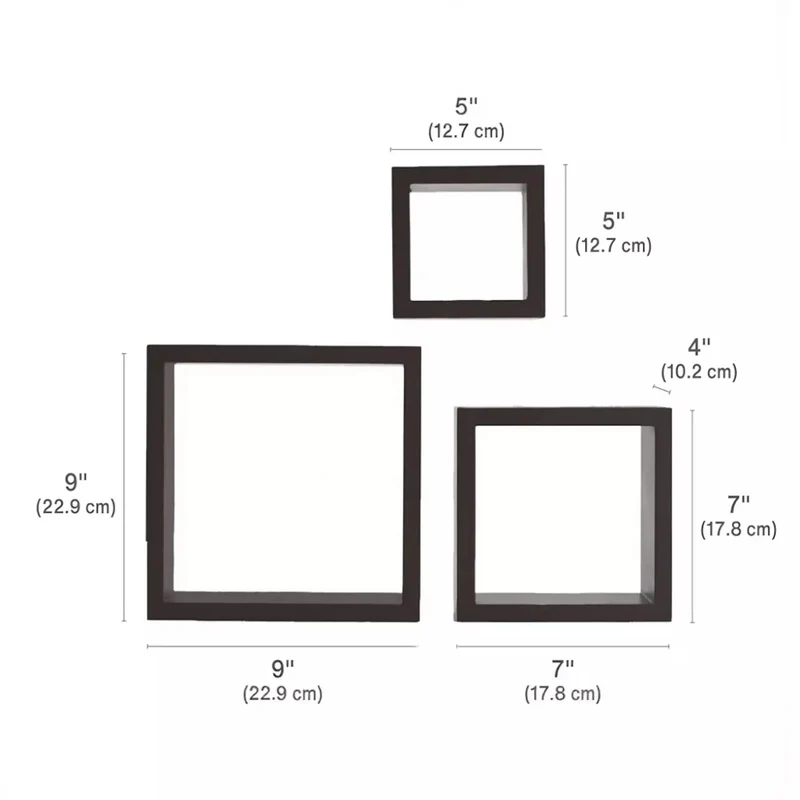 رف جداري مربع MDF – 3 قطع – 5 ألوان