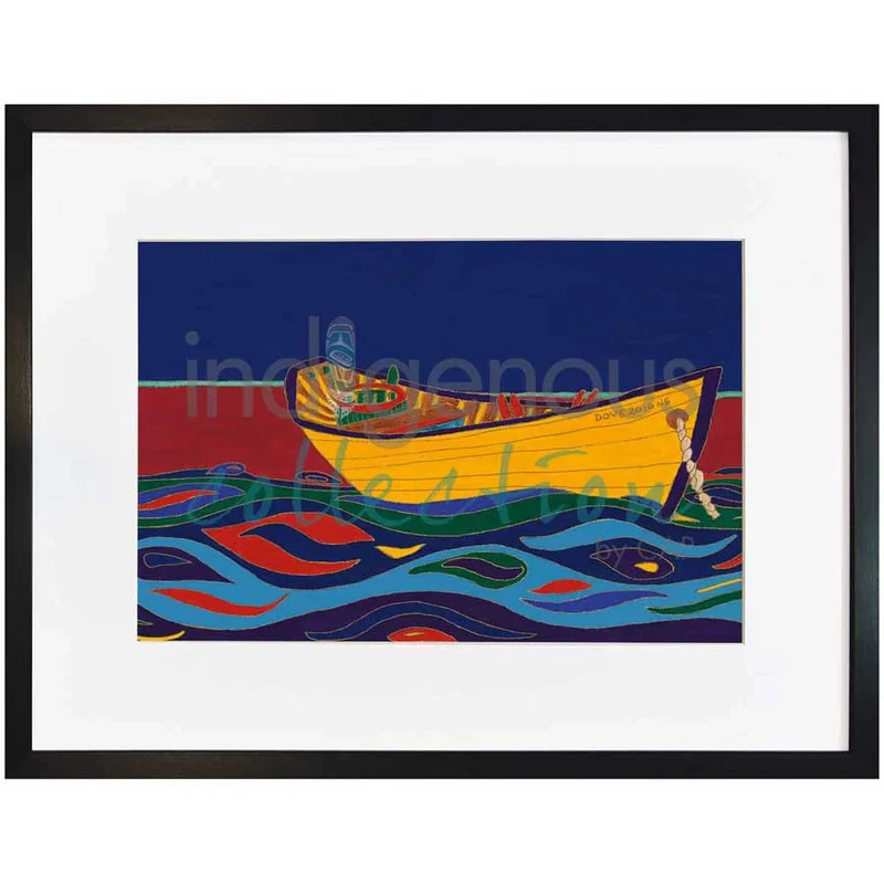 "Yellow Dory" Wall Art, artwork by Indigenous artist Dawn Oman