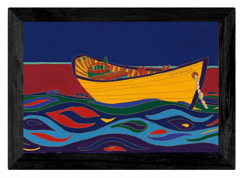 "Yellow Dory" Wall Art, artwork by Indigenous artist Dawn Oman