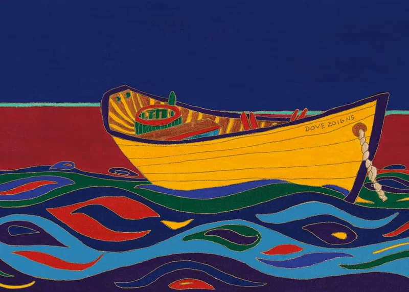 "Yellow Dory" Wall Art, artwork by Indigenous artist Dawn Oman