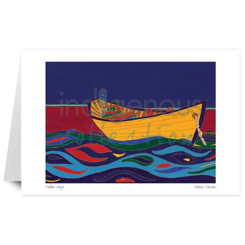 "Yellow Dory" Wall Art, artwork by Indigenous artist Dawn Oman