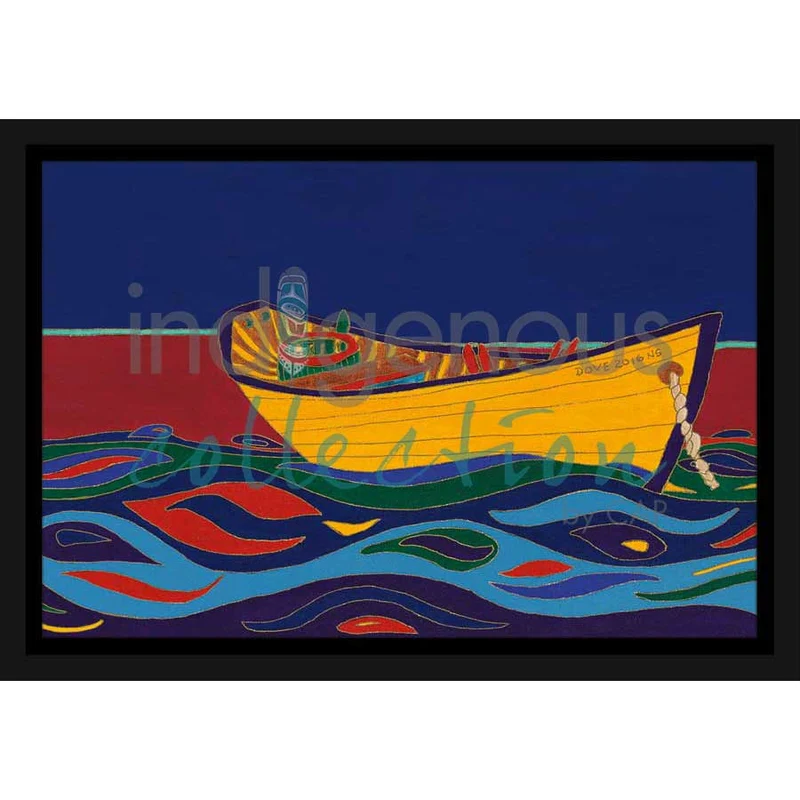 "Yellow Dory" Wall Art, artwork by Indigenous artist Dawn Oman