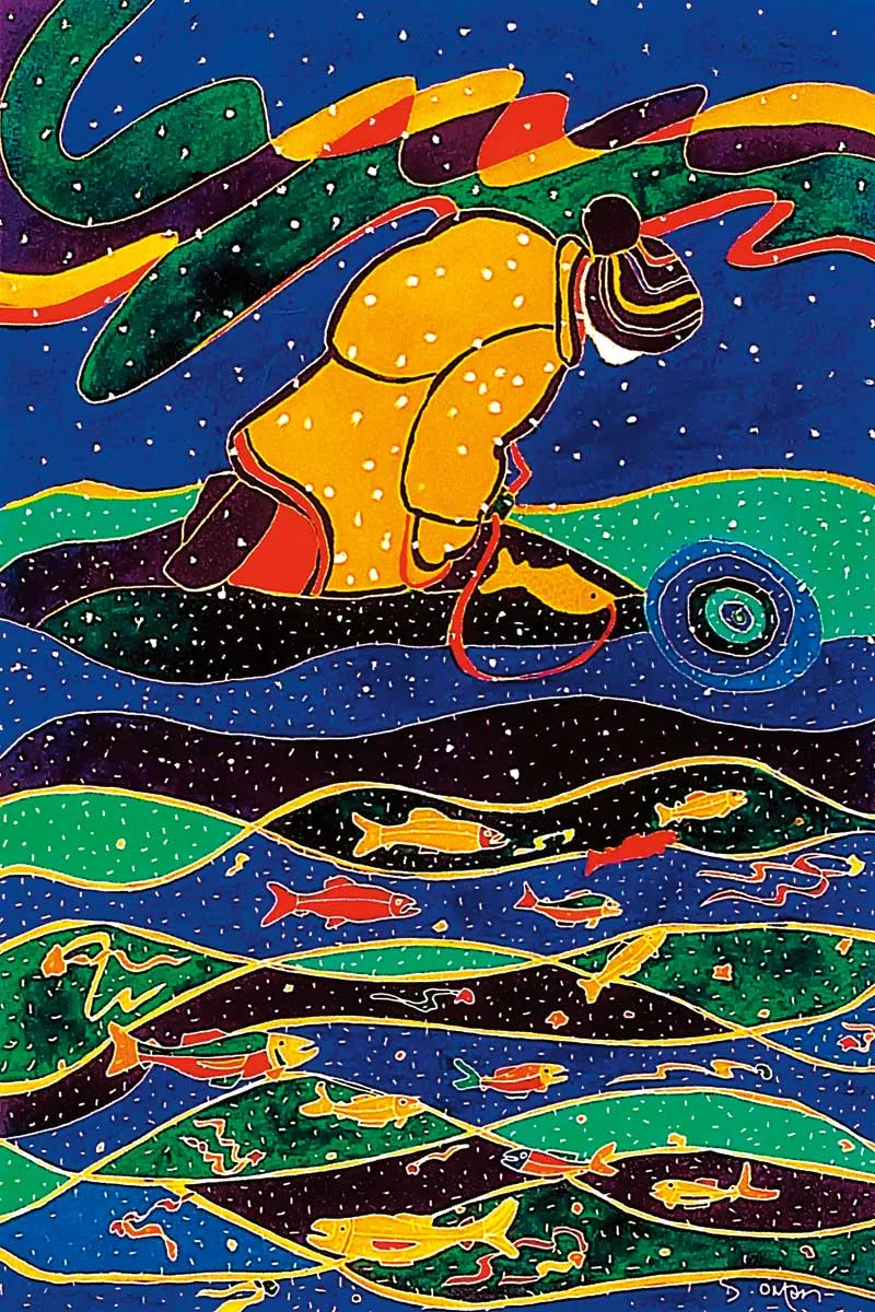 "Winter Run" Wall Art, artwork by Indigenous artist Dawn Oman