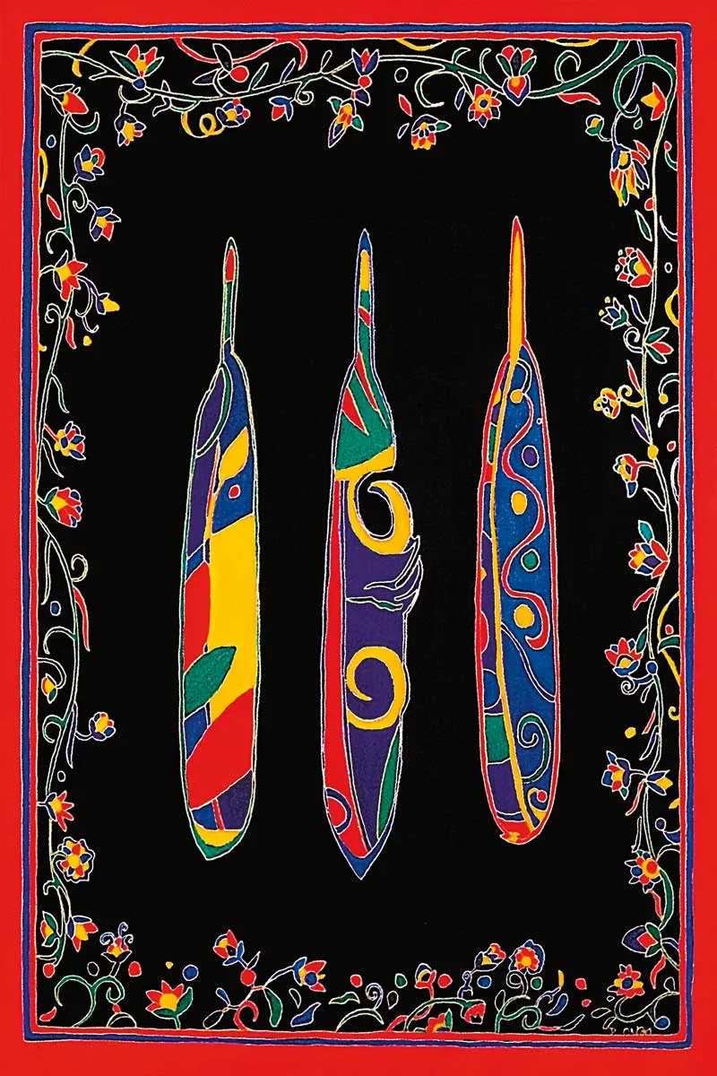 "Three Feathers" Wall Art, artwork by Indigenous artist Dawn Oman