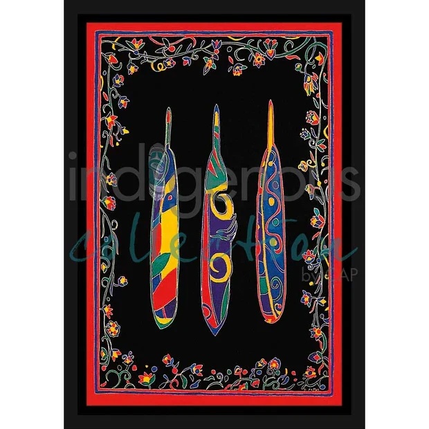 "Three Feathers" Wall Art, artwork by Indigenous artist Dawn Oman