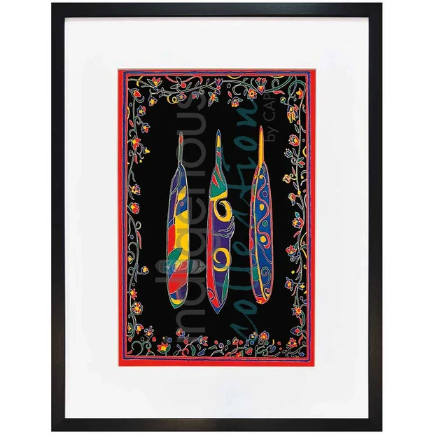 "Three Feathers" Wall Art, artwork by Indigenous artist Dawn Oman