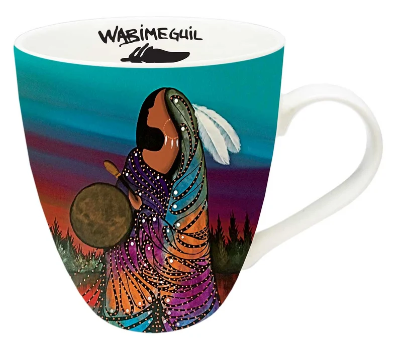 Aurora Drummer 18 oz mug by Cree Artist Betty Albert