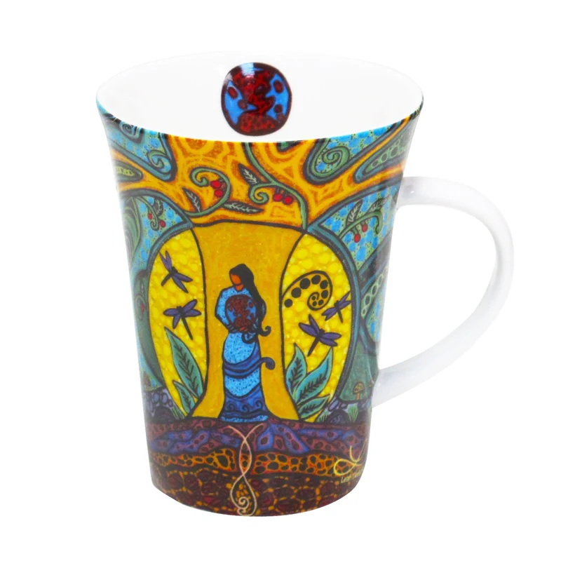 "Strong Earth Woman" Porcelain Mug - 10 oz by Métis Artist, Leah Dorion
