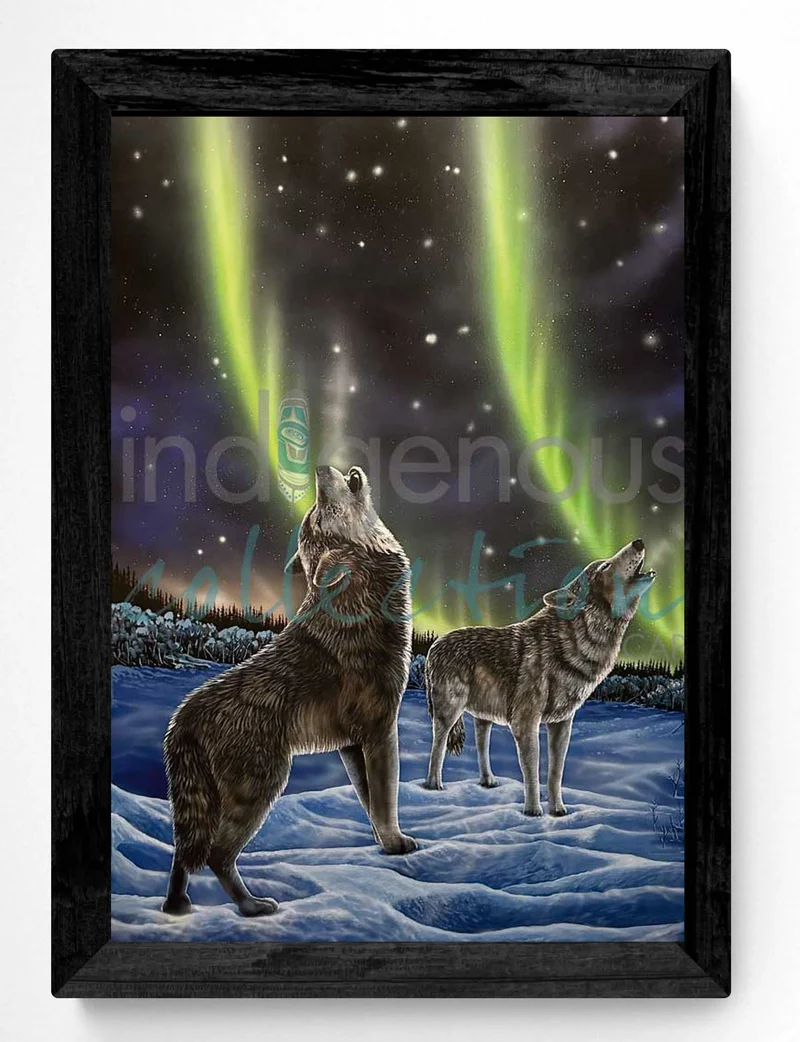 The Howling Pair Wall Art by Ronnie Simon | Indigenous Art Print Canada