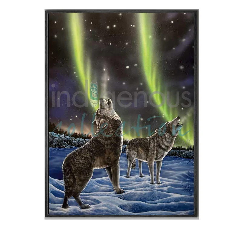 The Howling Pair Wall Art by Ronnie Simon | Indigenous Art Print Canada