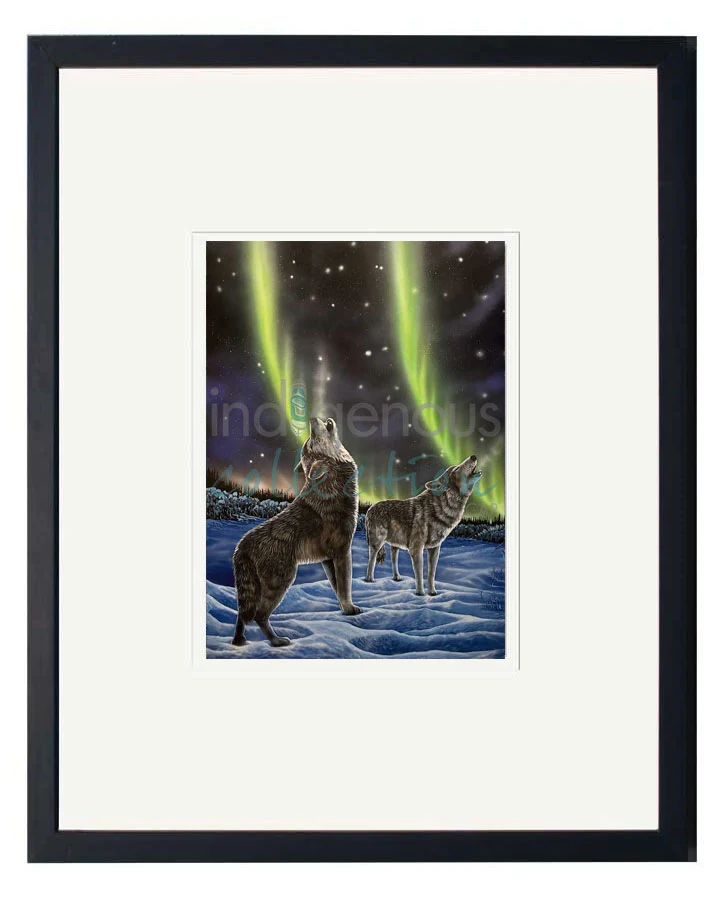 The Howling Pair Wall Art by Ronnie Simon | Indigenous Art Print Canada