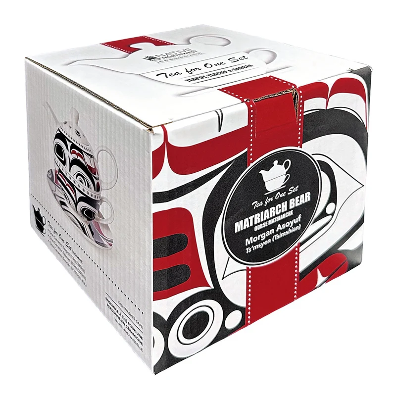 Tea for 1 set, "Matriarch Bear" by Indigenous Artist Morgan Asoyuf