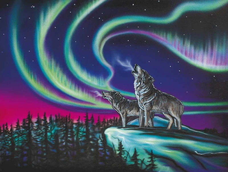 "Sky Dance - Wolf Song" Wall Art by Métis artist Amy Keller-Rempp