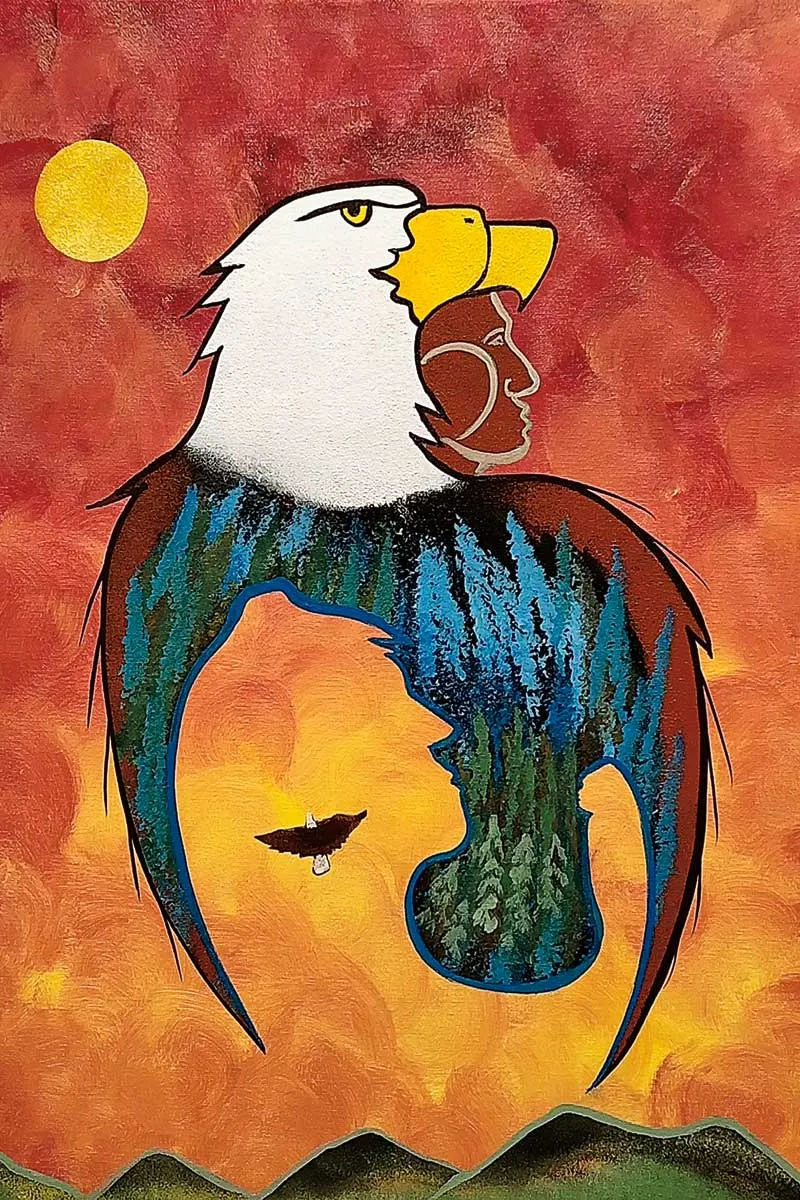 "Protect My Family" Wall Art, artwork by Indigenous artist Russell Noganosh