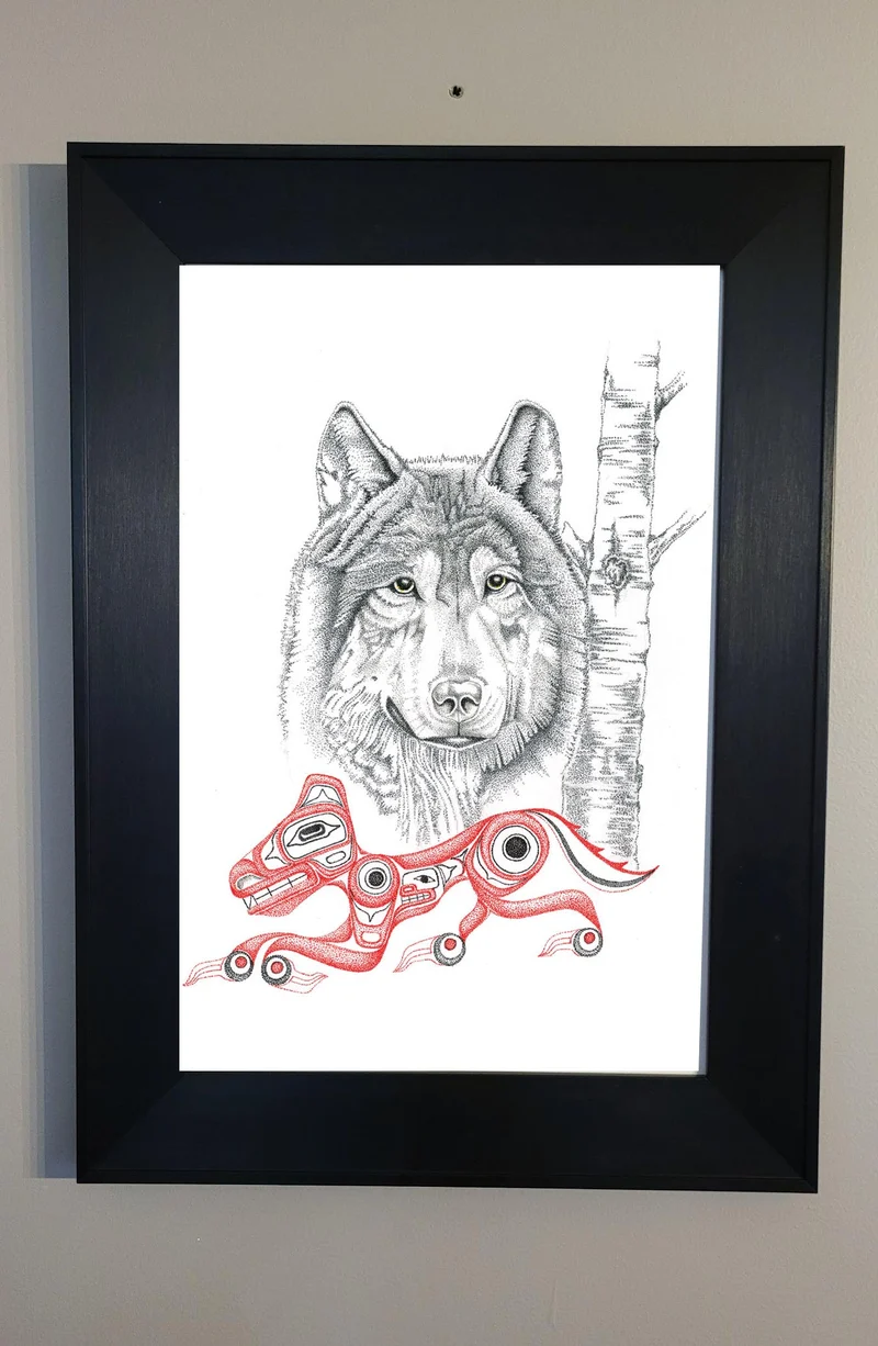 Wolf Wall Art by Indigenous artist Charles Silverfox