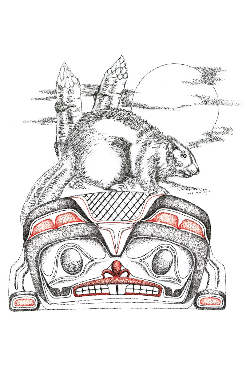Beaver Making Home Wall Art by Indigenous artist Charlie Silverfox
