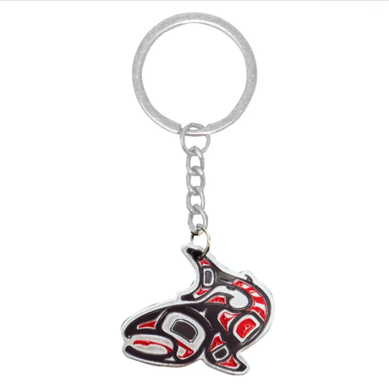 Salmon Metallic Key Chain artwork by Indigenous artist, Jamie Serrritt