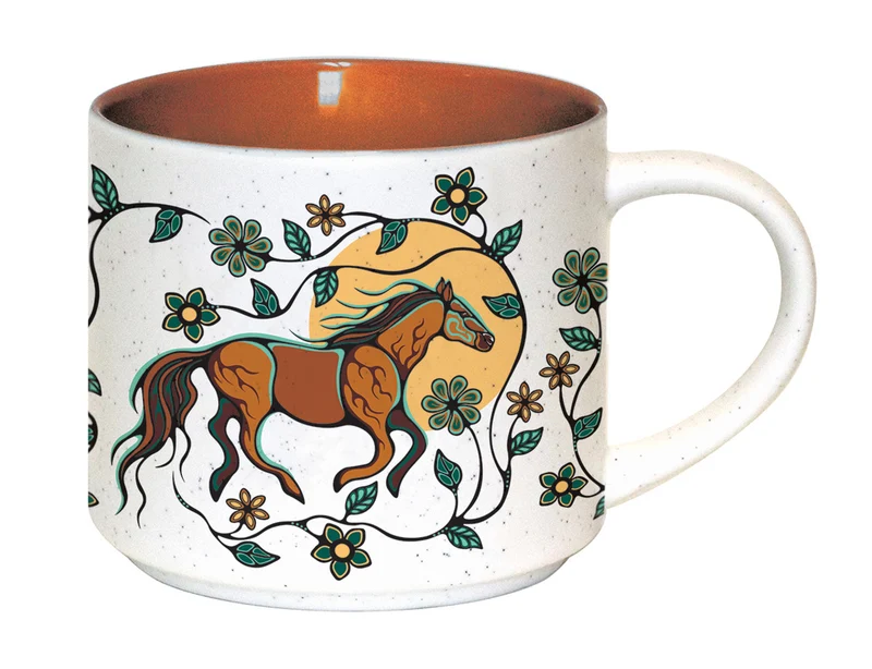 16 oz "Horse" (Bebezhigooganzhii) Mug by Native Artist, Storm Angeconeb