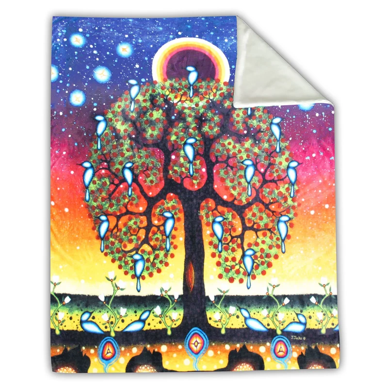 Tree of Life Faux Rabbit Throw, artwork by Native Artist James Jacko