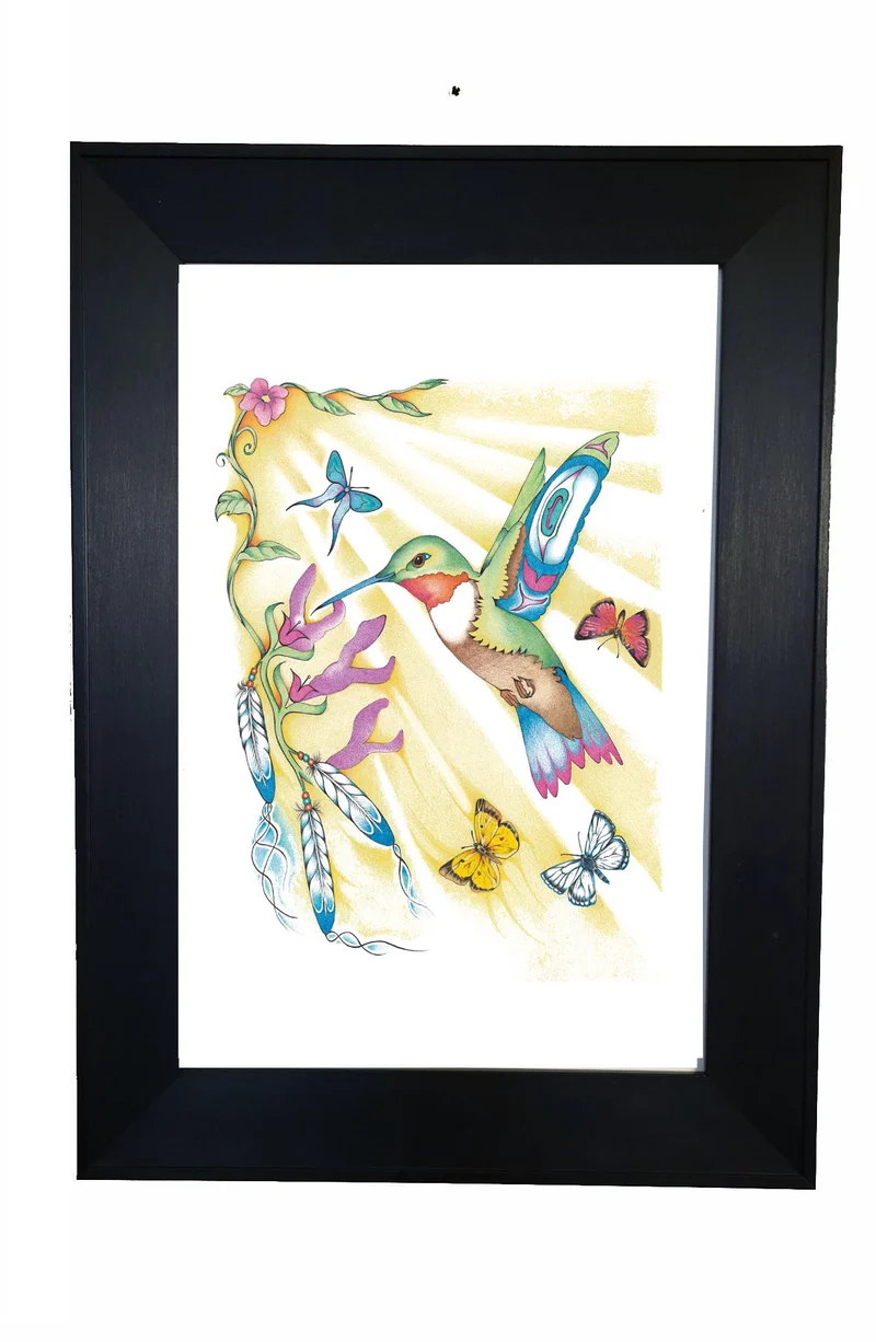 Hummingbird and Butterflies Wall Art by Indigenous artist, Hubert V Billy