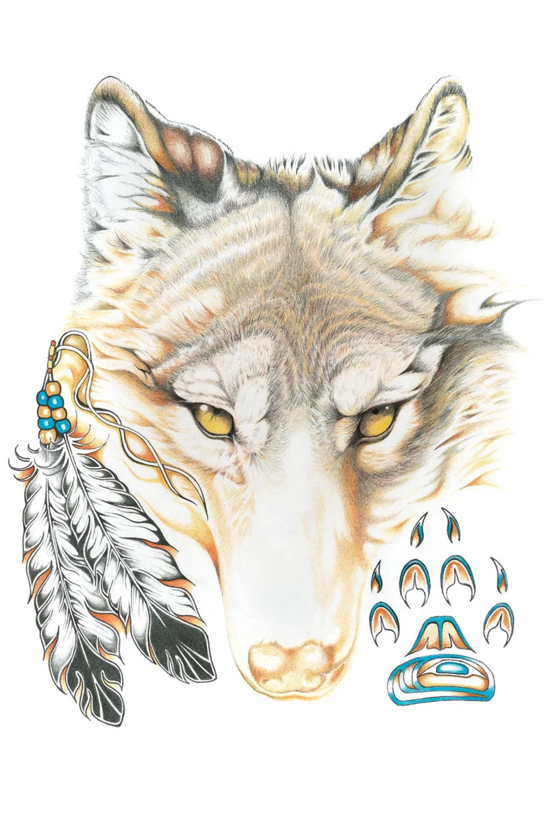 Wolfy Wall Art by Indigenous artist Hubert V Billy
