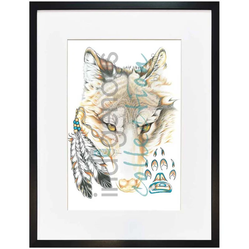 Wolfy Wall Art by Indigenous artist Hubert V Billy