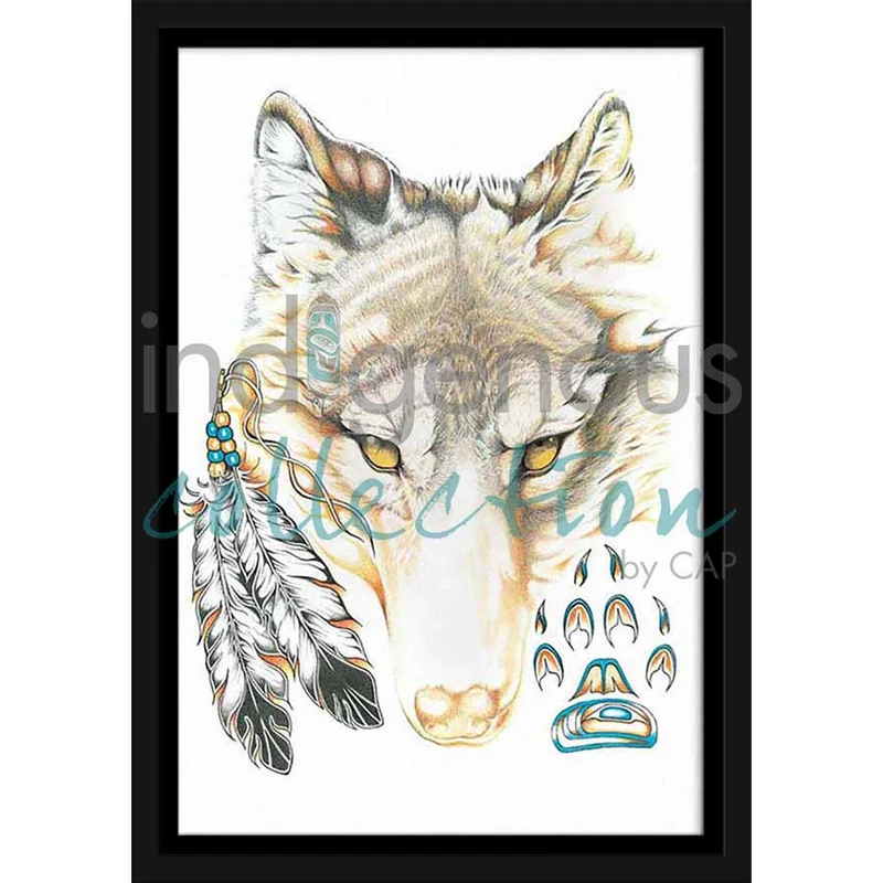 Wolfy Wall Art by Indigenous artist Hubert V Billy