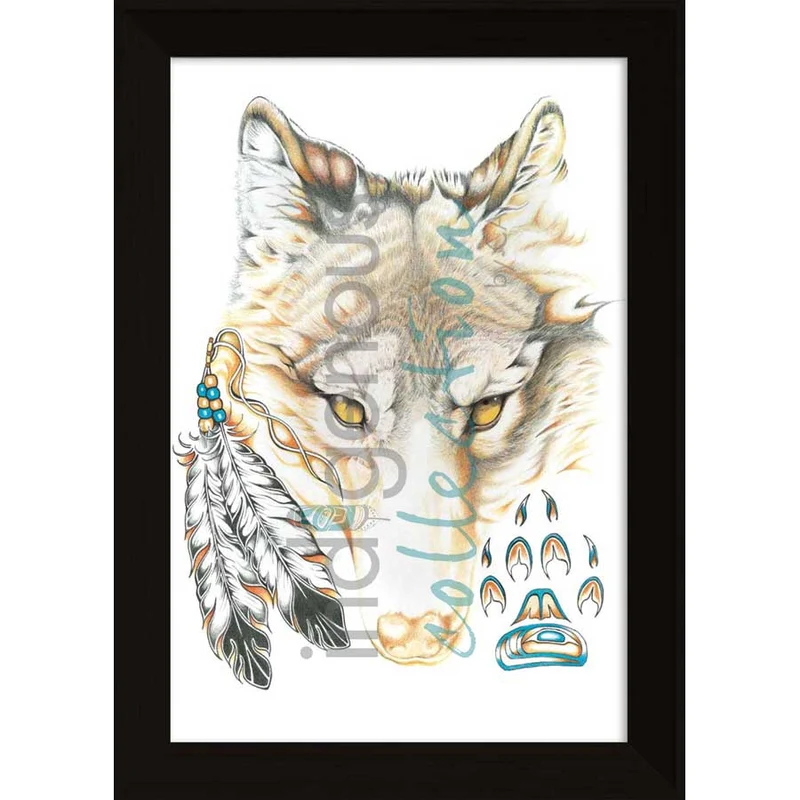 Wolfy Wall Art by Indigenous artist Hubert V Billy