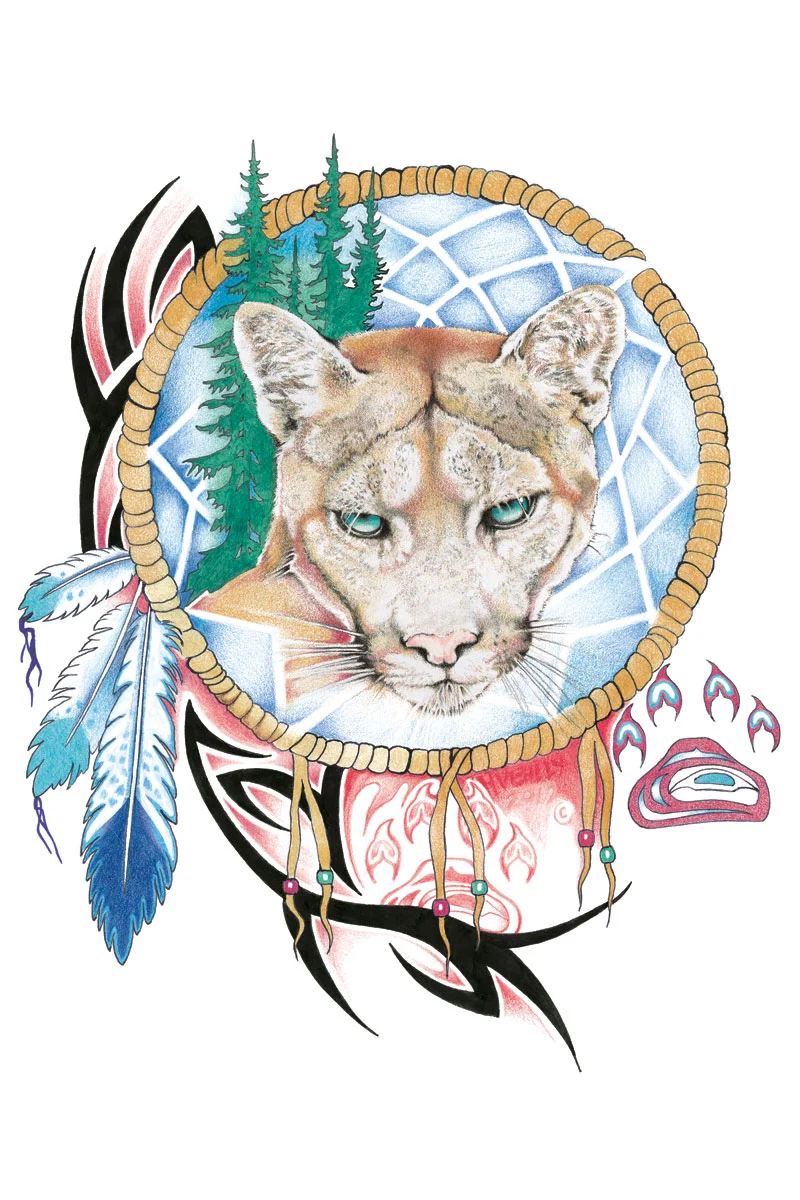 Tribal Cat Wall Art by Indigenous artist Hubert V Billy