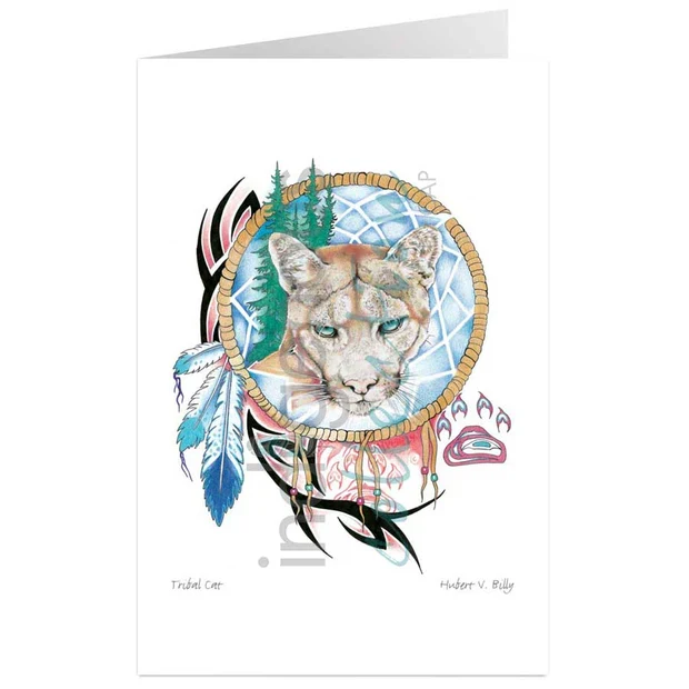 Tribal Cat Wall Art by Indigenous artist Hubert V Billy